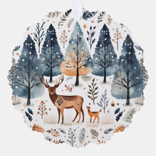 Kerst Folk Art Herten Ornament Kaart (Voorkant)