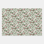 Kerst Folk Art Rendieren, Ornamenten, Mistletoe Inpakpapier Vel (Voorkant 3)