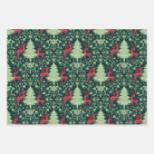 Kerst Folk Art Rendieren, Ornamenten, Mistletoe Inpakpapier Vel (Voorkant)