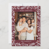 Kerst Folk Bloemen Foto Vakantie Kaart (Voorkant)