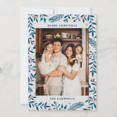 Kerst Folk Bloemen Foto Vakantie Kaart (Voorkant)