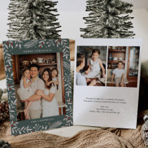 Kerst Folk Bloemen Foto Vakantie Kaart