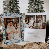 Kerst Folk Bloemen Foto Vakantie Kaart