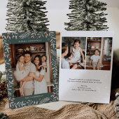 Kerst Folk Bloemen Foto Vakantie Kaart