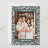 Kerst Folk Bloemen Foto Vakantie Kaart (Voorkant)