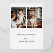 Kerst Folk Bloemen Foto Zwart & Roos Goud Folie Feestdagenkaart (Achterkant)