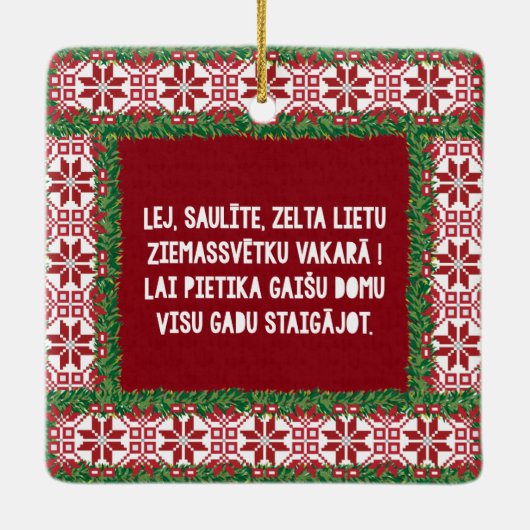Kerst Folk Song III Latviesu Tautasdziesma Keramisch Ornament (Achterkant)