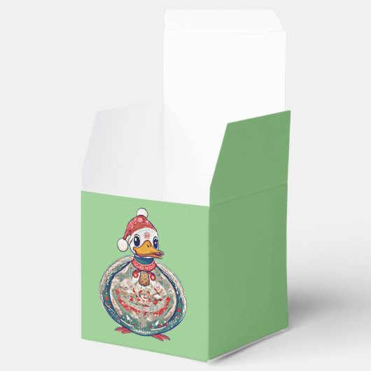 Kerst Folklore Duck Dearing Een Kerstman Hoed Bedankdoosjes (Geopend)
