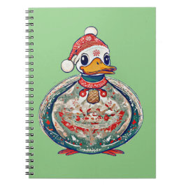 Kerst Folklore Duck Dearing Een Kerstman Hoed Notitieboek