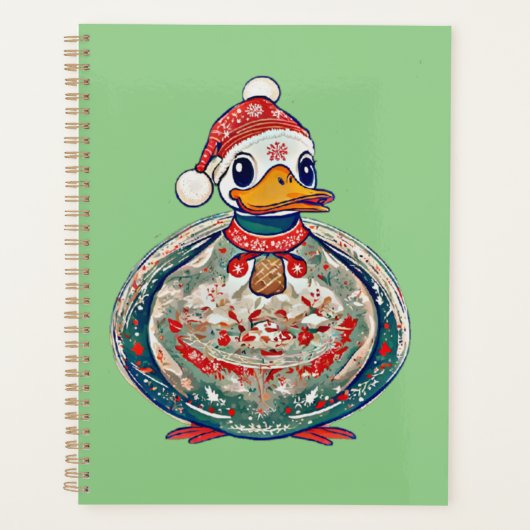 Kerst Folklore Duck Dearing Een Kerstman Hoed Planner (Voorkant)