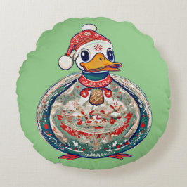 Kerst Folklore Duck Dearing Een Kerstman Hoed Rond Kussen