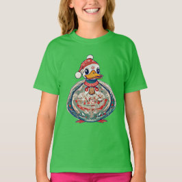 Kerst Folklore Duck Dearing Een Kerstman Hoed T-shirt