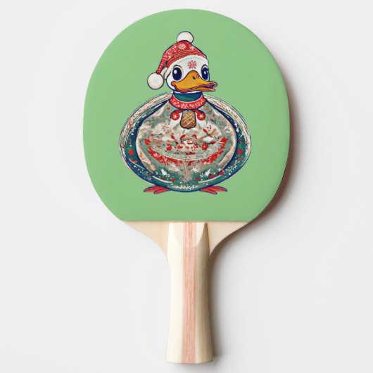 Kerst Folklore Duck Dearing Een Kerstman Hoed Tafeltennisbatje (Voorkant)