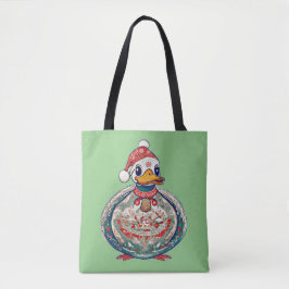 Kerst Folklore Duck Dearing Een Kerstman Hoed Tote Bag
