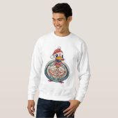 Kerst Folklore Duck Dearing Een Kerstman Hoed Trui (Voorkant volledig)