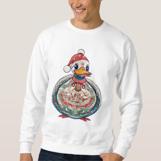 Kerst Folklore Duck Dearing Een Kerstman Hoed Trui (Voorkant)