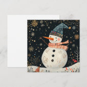 Kerst Folklore Snowman Art Feestdagenkaart (Voorkant / Achterkant)