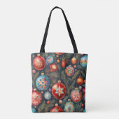Kerst Folksy Bloemen Decor Tote Bag (Achterkant)