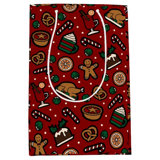 Kerst Food Gift Bag in rood Medium Cadeauzakje (Voorkant)