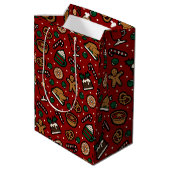 Kerst Food Gift Bag in rood Medium Cadeauzakje (Achterkant Gekanteld)