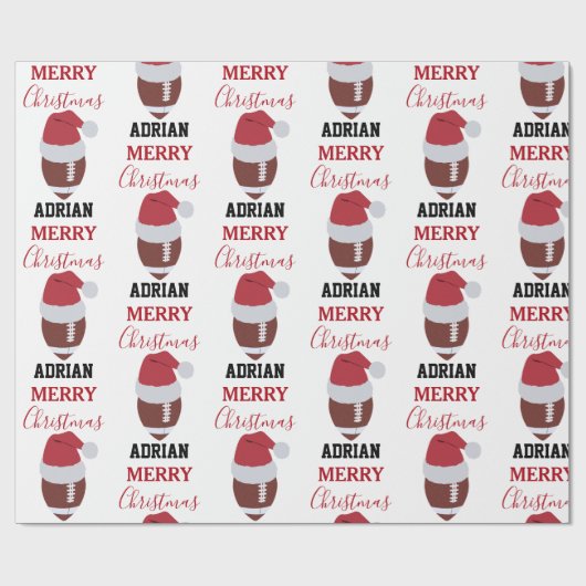 Kerst Football Gridiron Ball Aangepaste naam Cadeaupapier (Vlak)