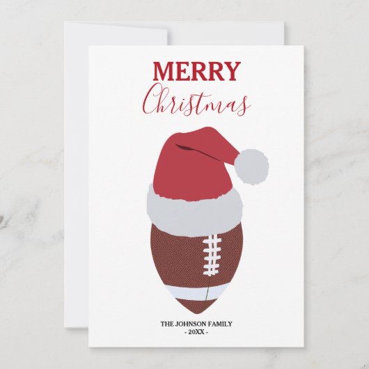 Kerst Football Gridiron Ball Aangepaste naam Feestdagenkaart (Voorkant)