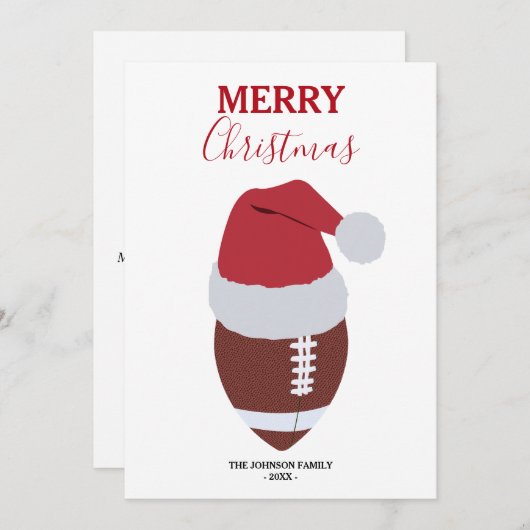 Kerst Football Gridiron Ball Aangepaste naam Feestdagenkaart (Voorkant / Achterkant)