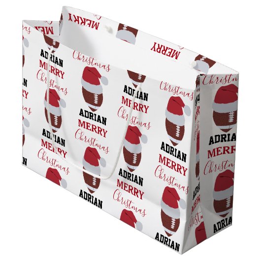 Kerst Football Gridiron Ball Aangepaste naam Groot Cadeauzakje (Voorkant Gekanteld)