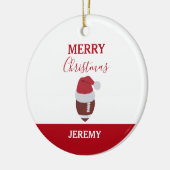 Kerst Football Gridiron Ball Aangepaste naam Keramisch Ornament (Links)