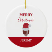 Kerst Football Gridiron Ball Aangepaste naam Keramisch Ornament (Achterkant)