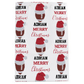 Kerst Football Gridiron Ball Aangepaste naam Medium Cadeauzakje (Voorkant)