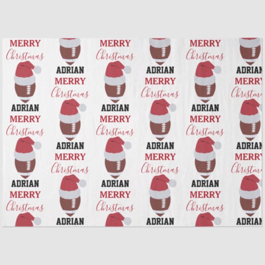 Kerst Football Gridiron Ball Aangepaste naam Tissuepapier (Voorkant)