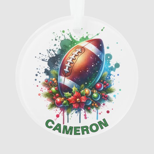 Kerst Football Liefhebber Aangepaste naam Ornament (achterkant)
