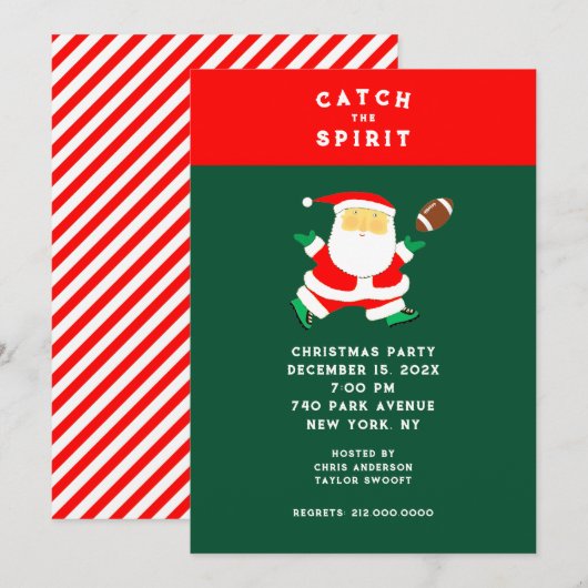 Kerst Football Party Kaart (Voorkant / Achterkant)