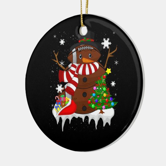 Kerst Football Sneeuwman Football Lover Merry XM Keramisch Ornament (Links)
