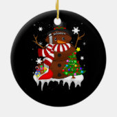 Kerst Football Sneeuwman Football Lover Merry XM Keramisch Ornament (Achterkant)