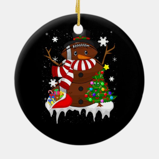 Kerst Football Sneeuwman Football Lover Merry XM Keramisch Ornament (Achterkant)