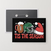 Kerst Football Tis het Seizoen Sport Vakantie Button (Voorkant / Achterkant)