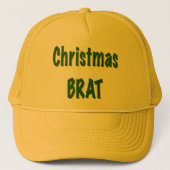 Kerst Forest Green Brat op Gouden Geel Trucker Pet (Voorkant)