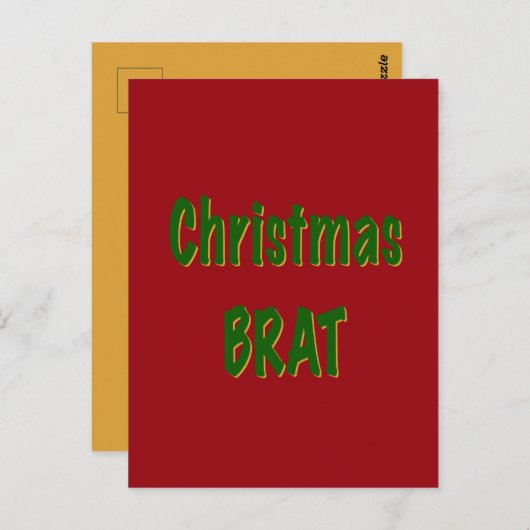 Kerst Forest Green Gold Brat op Crimson Red Briefkaart (Voorkant / Achterkant)