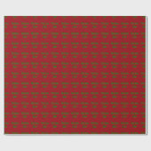Kerst Forest Green Gold Brat op Crimson Red Cadeaupapier (Vlak)
