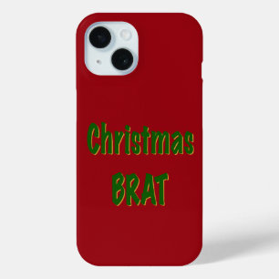 Kerst Forest Green Gold Brat op Crimson Red iPhone 15 Case