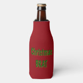 Kerst Forest Green Gold Brat op Crimson Red Flesjeskoeler (Fles Voorkant)