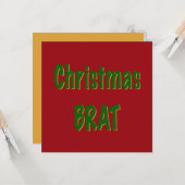 Kerst Forest Green Gold Brat op Crimson Red Kaart (Voorkant / Achterkant in situ)