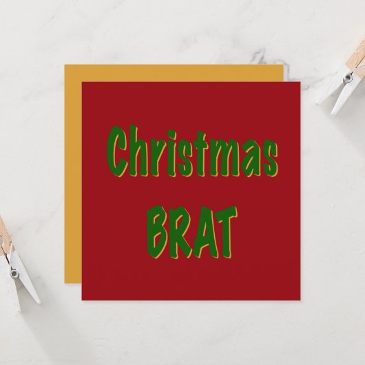 Kerst Forest Green Gold Brat op Crimson Red Kaart (Voorkant / Achterkant in situ)