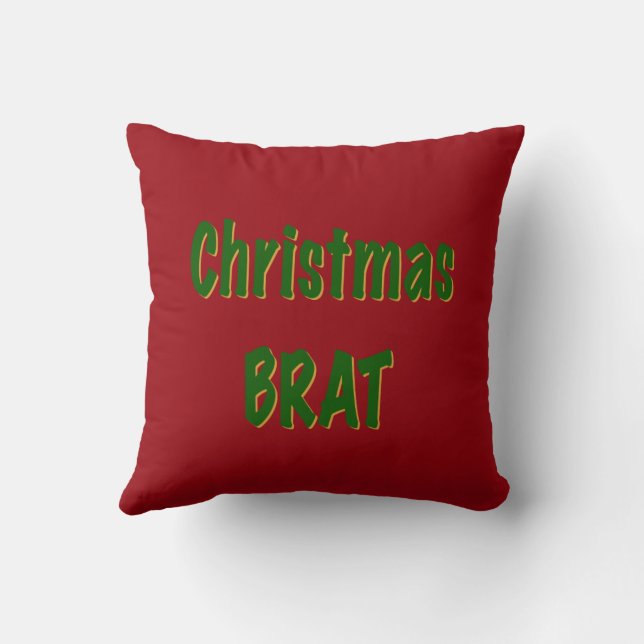 Kerst Forest Green Gold Brat op Crimson Red Kussen (Achterkant)