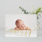 Kerst Foto Baby Geboorte Goud Folie Feestdagenkaart (Staand Voorkant)