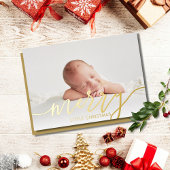 Kerst Foto Baby Geboorte Goud Folie Feestdagenkaart