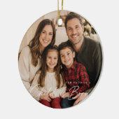 Kerst Foto Bijbeltekst Kind Is Geboren Keramisch Ornament (Links)