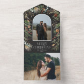 Kerst foto boog waterverf botanische bloemen all in one uitnodiging (Binnen)